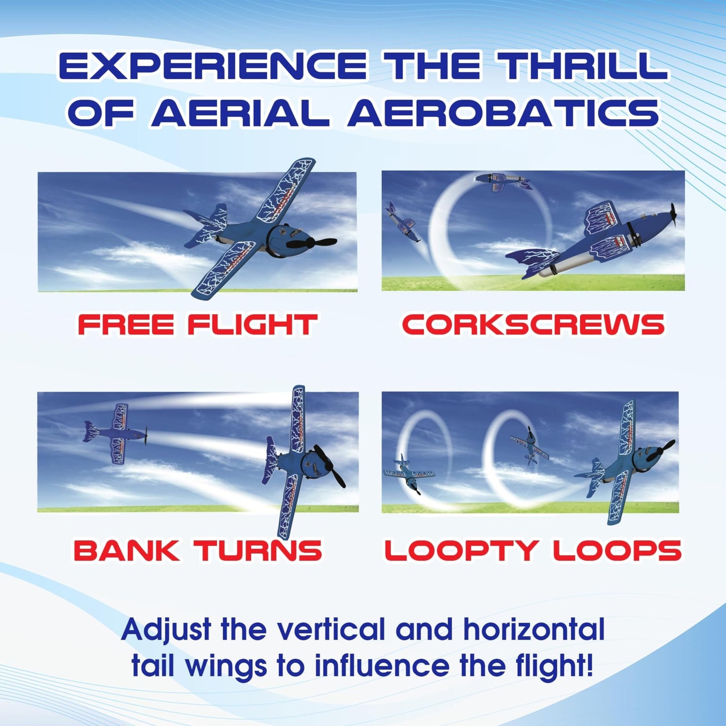 Aero Storm Kids Airplane Toy, Air Powered Flying Airplanes for Kids, Aerobatic Stunt Toy Airplane to Perform Corkscrews and Back Turns