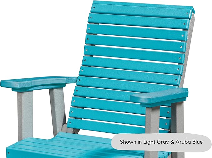 DutchCrafters Modern Horizontal Slat High Back Poly Outdoor Patio Chair (Tudor Brown & Weatherwood)