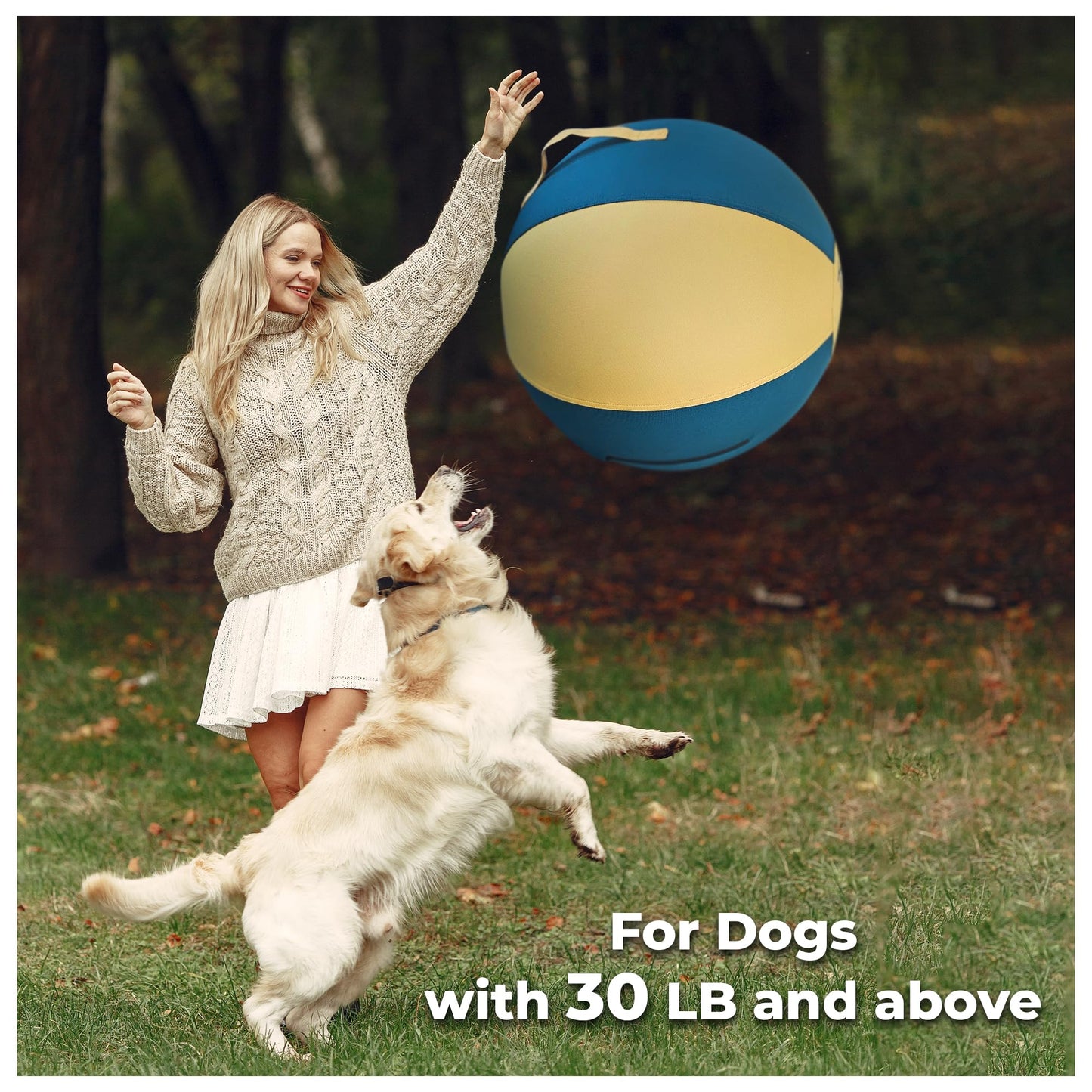 KipSip Herding Ball for Dogs – 18” Dog Training Ball with Handles for Medium & Large Breeds – Non-Chew Interactive Toy for Aussies, Heelers & Collies – Outdoor Exercise & Mental Stimulation Toy