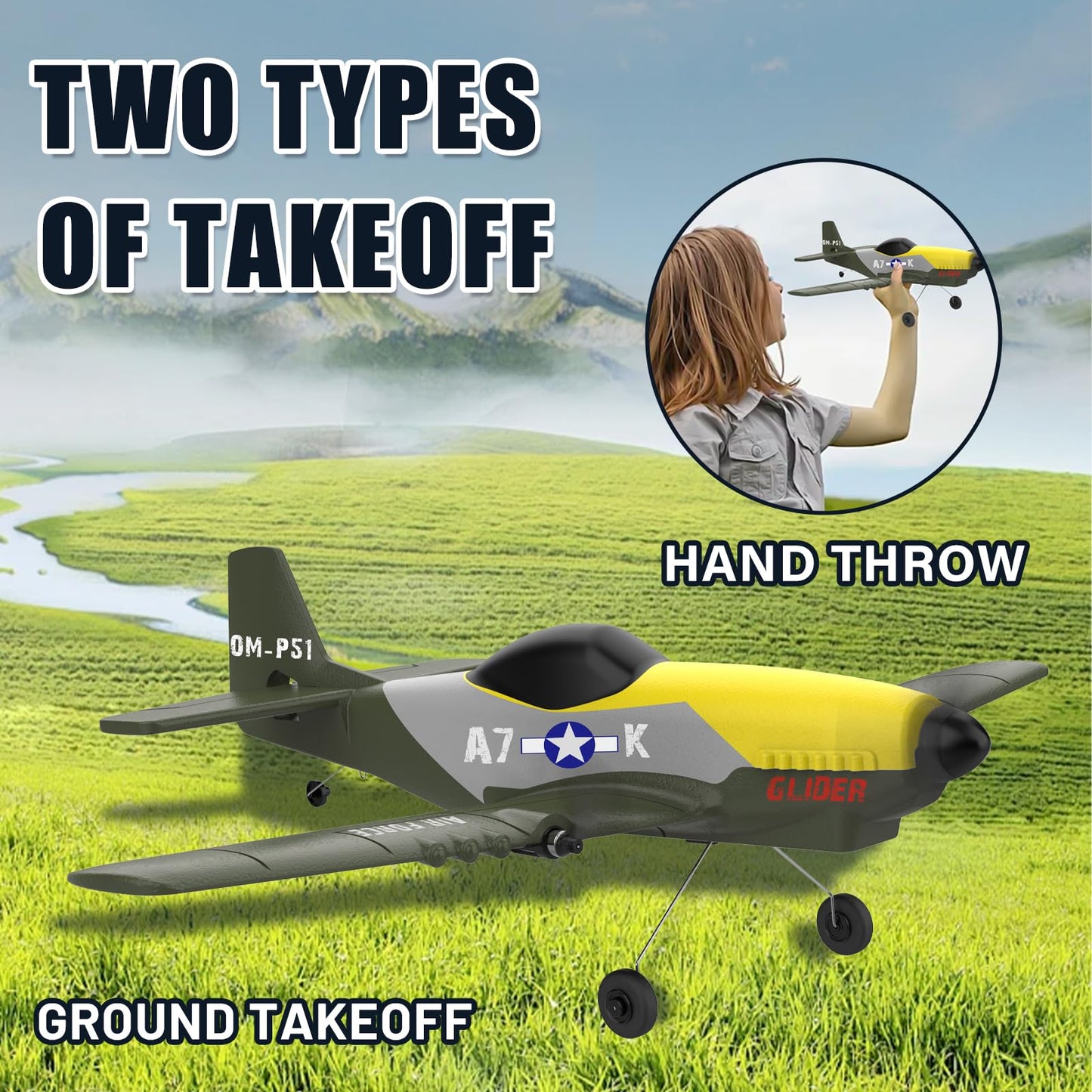 OMNANGO RC Plane，3 Channel RC Jet Plane with 2.4GHz Remote Control 6-Axis Gyro Drone for Kids 8-12 & Adults, Beginner-Friendly Outdoor Remote Control Airplane, Rechargeable Battery, Easy to Fly