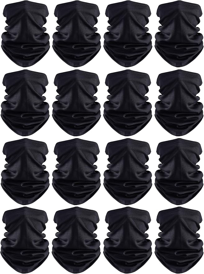 Geyoga 16 Pieces Winter Face Mask for Men UV Protection Mask Sunscreen Breathable Windproof Neck Gaiters Scarf Fishing Cycling Running (Black)