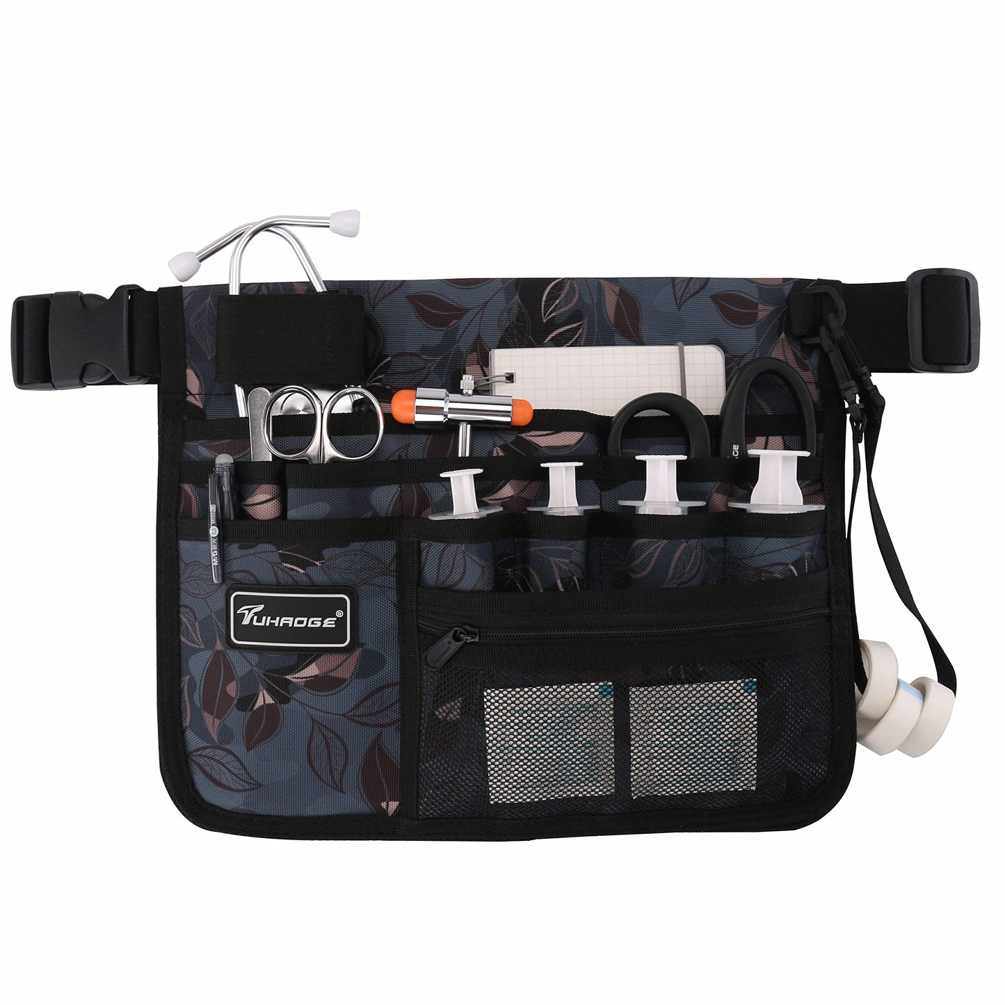 Tuhaoge Multifunctional Nurse Storage Bag, Medical Kit Practical Waist Bag， Nurse Pocket Storage Bag (Ash leaves)