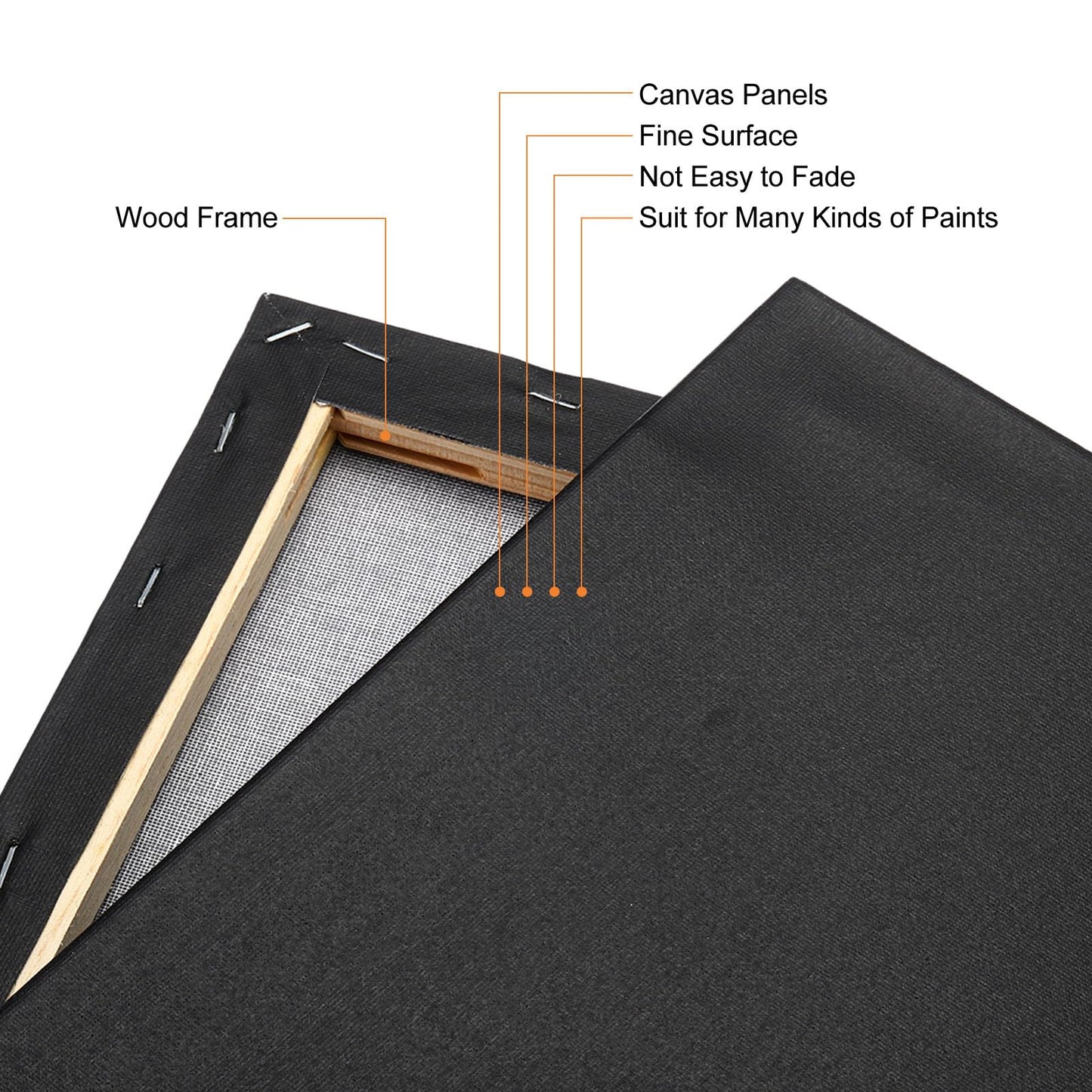 PATIKIL Paint Canvases Panel for Painting, 4 Pack 12x16 Inch Rectangle Wood Frame Stretched Blank Art Board Panels for Acrylic, Oil, Tempera Painting, Black