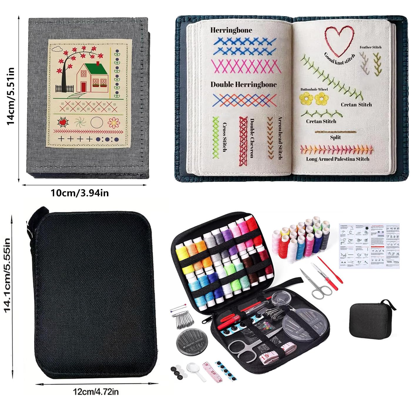 2026New Portable Embroidery Stitch Book Kit,embroidery sampler practice book diy Embroidery for beginners with instructions Gift for Easter All-Scenario Stitch Guide for Adults & Craft Lovers (1 Set)