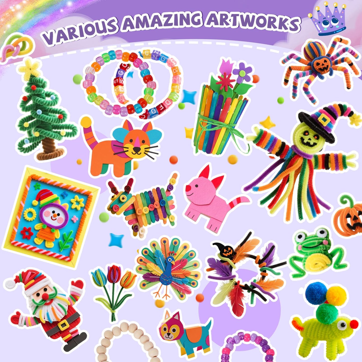 VERYHDSN Arts and Crafts Supplies for Kids-3000+ Pcs DIY Arts & Craft Kit for Boys Girls Ages 4 5 6 7 8 9 10 11 12, 25+Types Craft Materials Bulk, Larage Craft Box Set, Fun&Creative Gift