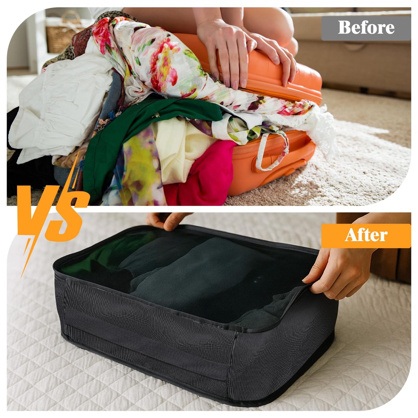 12 Pcs Packing Cubes for Suitcase Travel Luggage Bags Bulk Mesh Organizer Set for Hiking Camping Backpacking Clothes Accessories