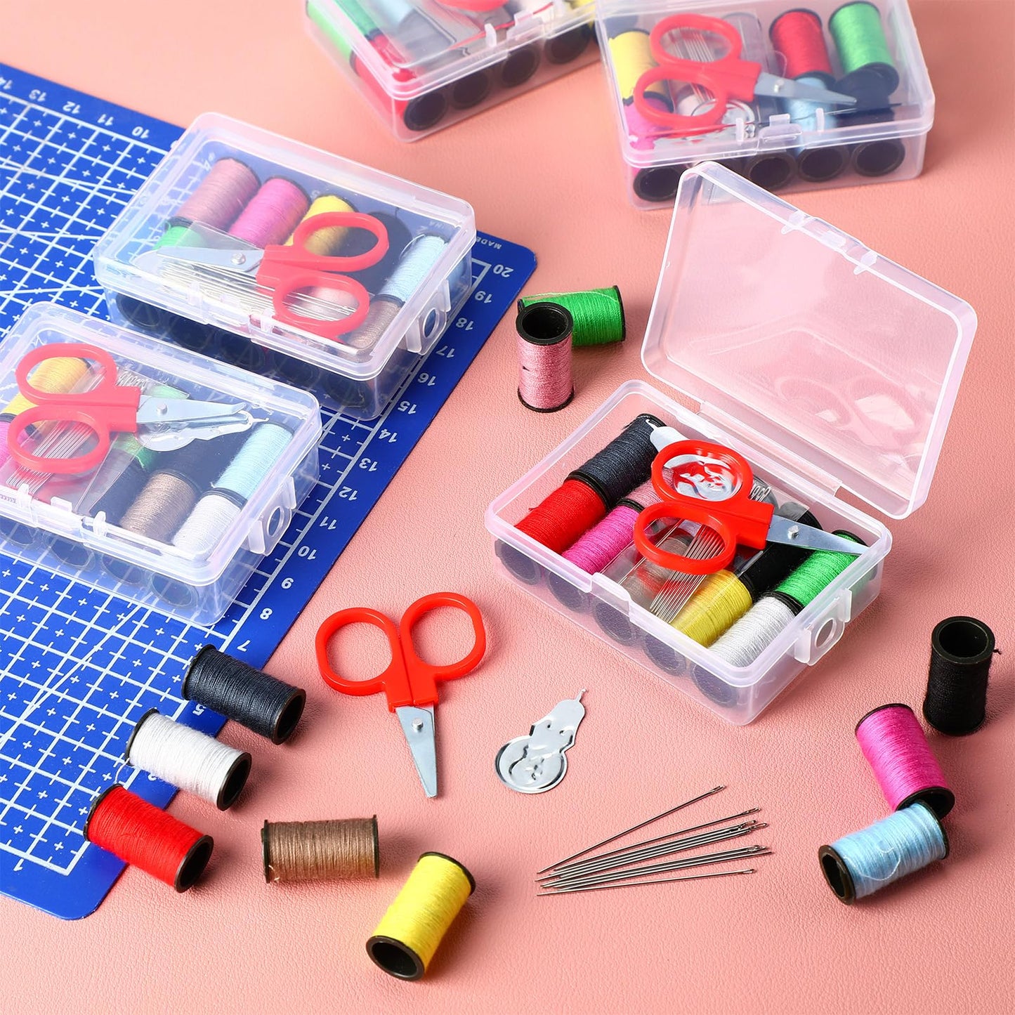 Wavwavw 24 Pcs Mini Travel Sewing Kit Small Sewing Kit Beginner DIY Supplies Needle and Thread with Scissors Hand Needles Threader for Beginner Traveler Hotel Charity Homeless
