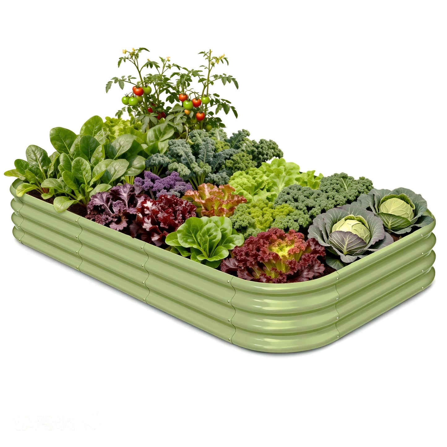 Annoell Galvanized Raised Garden Bed 8x4x1 ft, 12" Tall Metal Planter Box for Outdoor Plants, Modular Raised Flower Bed with Rust Resistant Coating for Kitchen Garden, Patio or Backyard - Moss Green