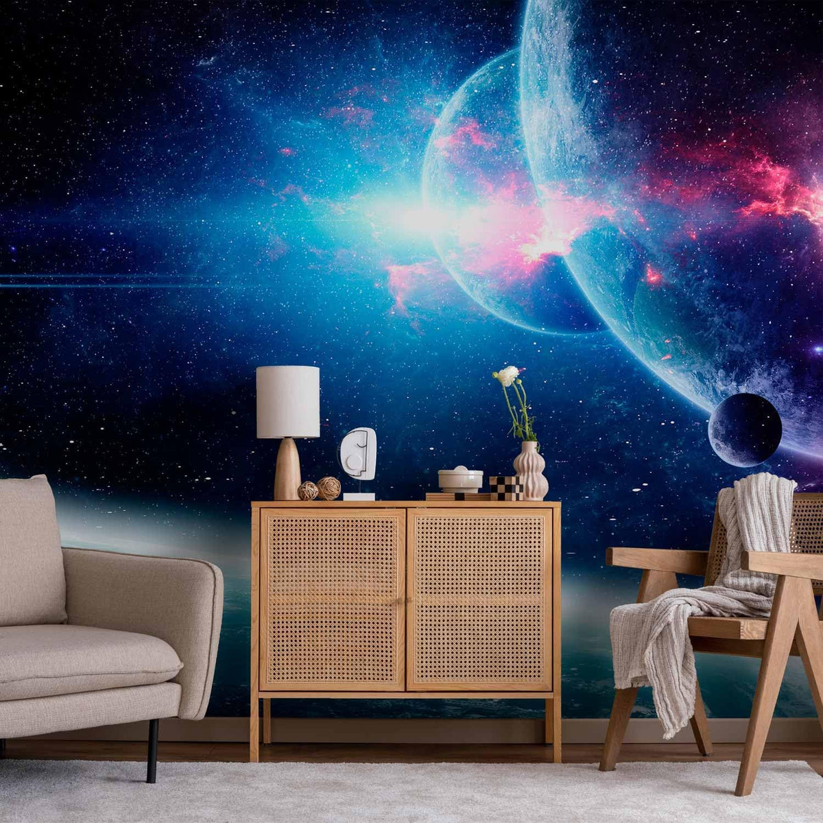 artgeist Wall Mural Cosmos 135x101 in - Peel and Stick Self-Adhesive Wallpaper Removable Large Sticker Foil Wall Decor Print Stars Solar System Universe Space b-C-10047-a-a