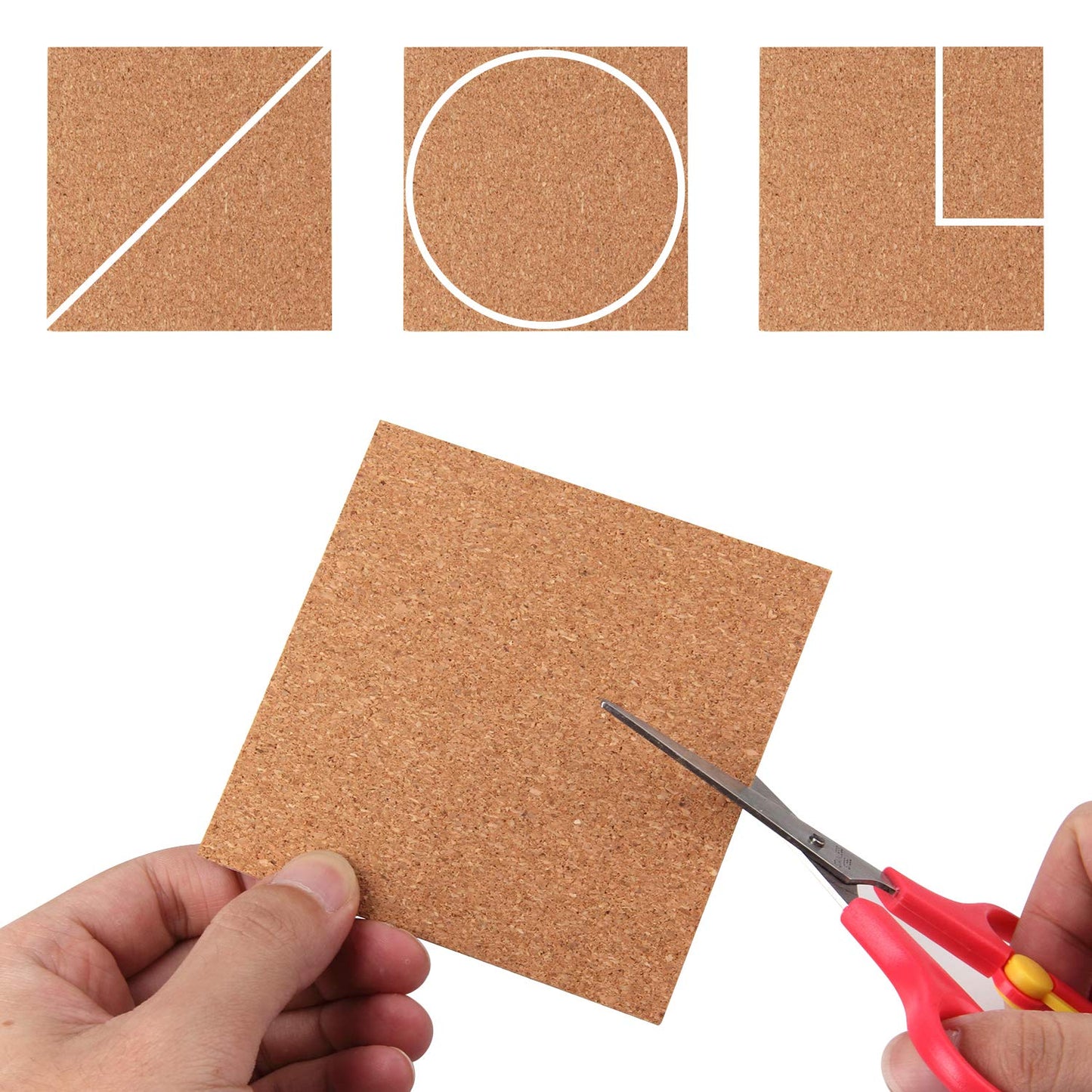 Arroyner 110 Pack Self Adhesive Cork Squares and Round DIY Adhesive Cork Board for Coasters and DIY Crafts