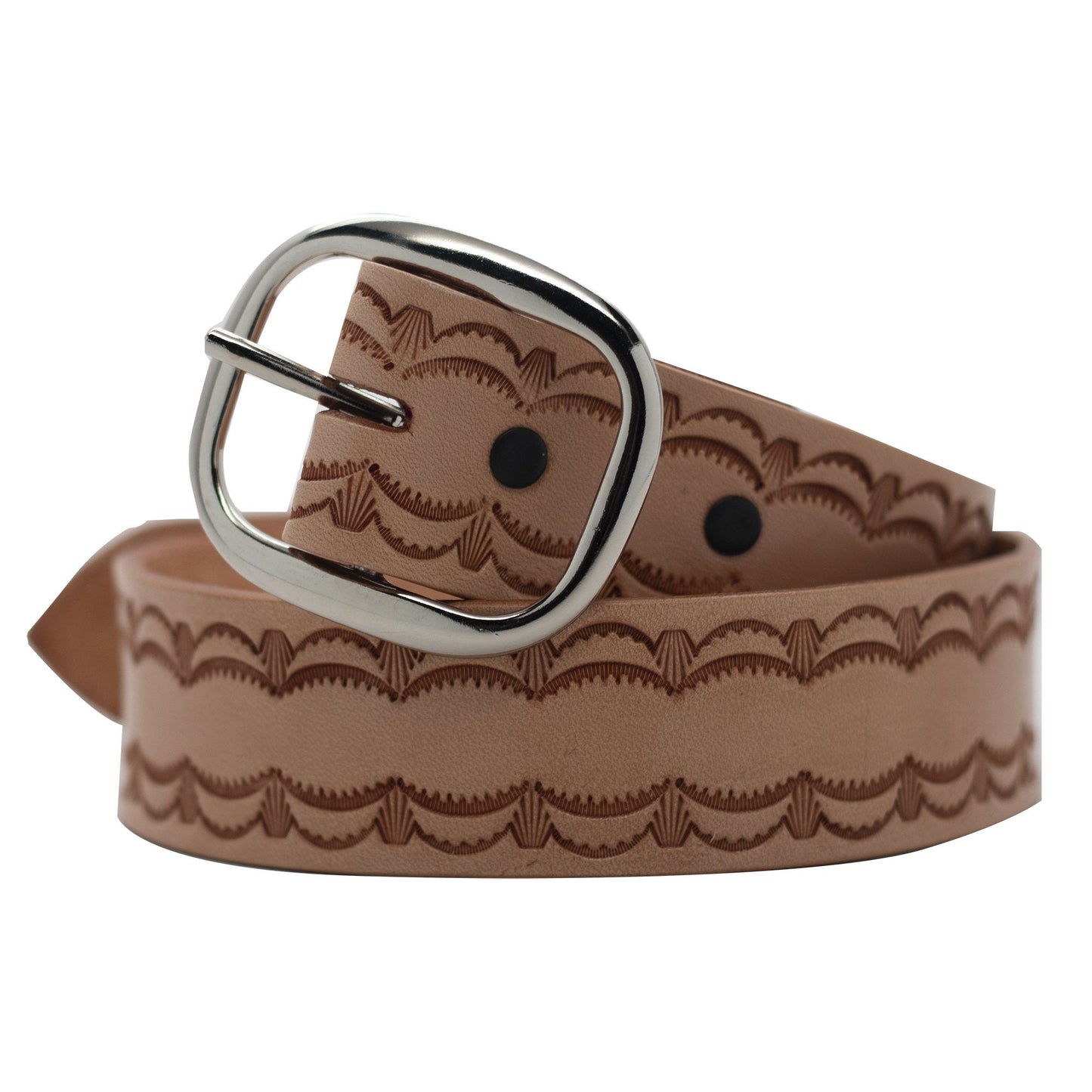 Realeather BS150-00 Tooling Belt Strips, Blank Leather Strap with Pre Cut Buckle Slots, 1.5" W X 42" L, Natural, 1-Piece