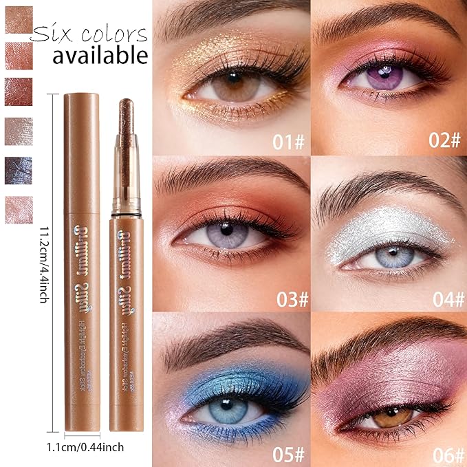 Light Golden Brown Glitter Cream Shimmer Eyeshadow Sticks, Multichrome Matte Eye Shadow Stick, Waterproof and Long-Lasting Smooth Cream Eye Highlighter Stick Makeup for Women, 1 Golden Sands