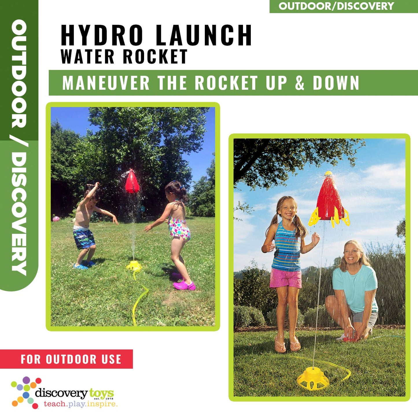 Discovery Toys Hydro Launch Water Rocket Outdoor Sprinkler Toy w/Hand Throttle Control | Kid Powered Learning | STEM Educational Toy Learning & Childhood Development 5 Years and Up | Summer Toy