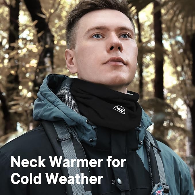 MCTi Neck Gaiter Warmer Winter Fleece Scarves Beanie Hat for Skiing Cycling Elastic Closure