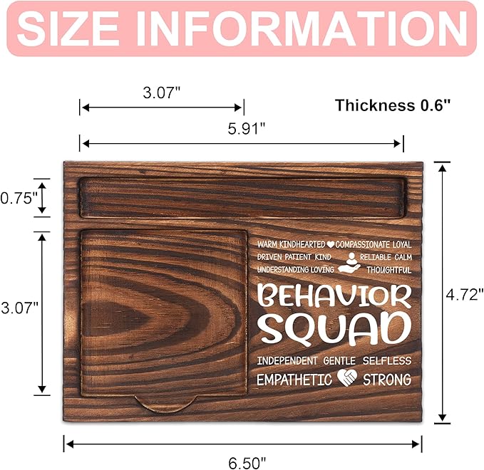 Behavior Squad Appreciation Gifts, Thank You Gift for Behavior Squad, Office Coworkers Staff Appreciation Gifts, Sticky Note Holder Wooden Notepad & Pen Holder 6.5" x 4.7" - FTA261