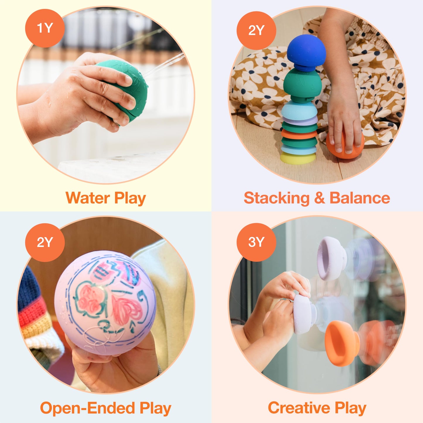 b is for Ball® Food Grade Silicone Sensory Baby & Toddler Ball | teether | squirty Bath Toy | Stacking Toy | Montessori Toy | Dishwasher Safe | 6 Months+ | 2 Ball Set