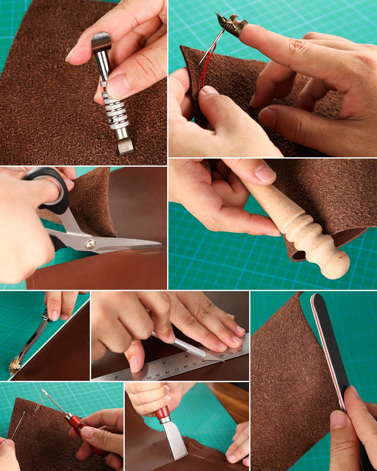 Nicpro 85PCS Leather Tooling Kit Leather Working Tools Kit with Custom Storage Bag, Adults Leather Making Craft Tools Beginner Kit for Stamping Sewing Carving Cutting Punching Leather Working