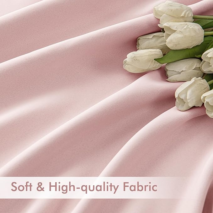 MIULEE Baby Pink Back Tab Blackout Curtains 63 Inch Length 2 Panels Set for Living Room Bedroom Privacy, Rod Pocket/Pinch Pleat Thermal Insulated Room Darkening Pleated Light Blocking Drapes