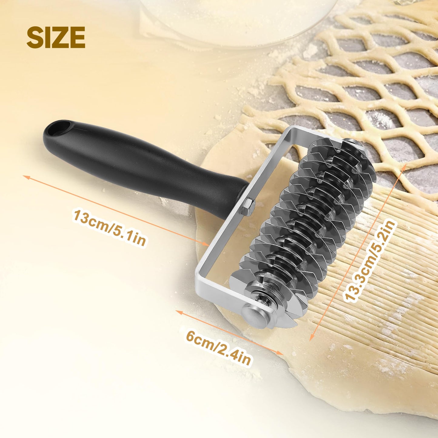 Pastry Lattice Roller Cutter - Stainless Steel Professional Dough Lattice Top Pie Pizza Bread Pastry Crust Lattice Roller Cutter wheel