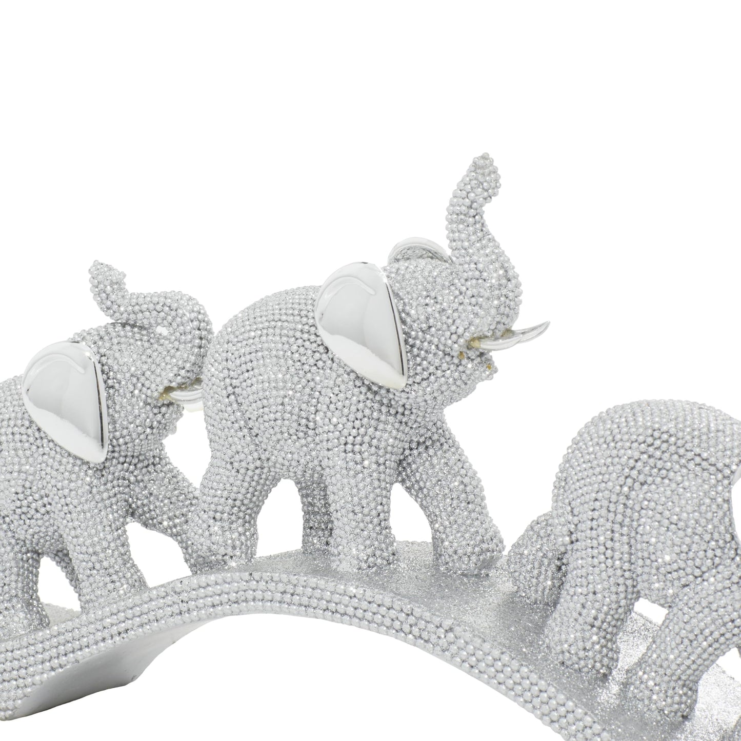 Deco 79 Polystone Elephant Decorative Sculpture Home Decor Statue, Accent Figurine 2" x 14" x 7", Silver