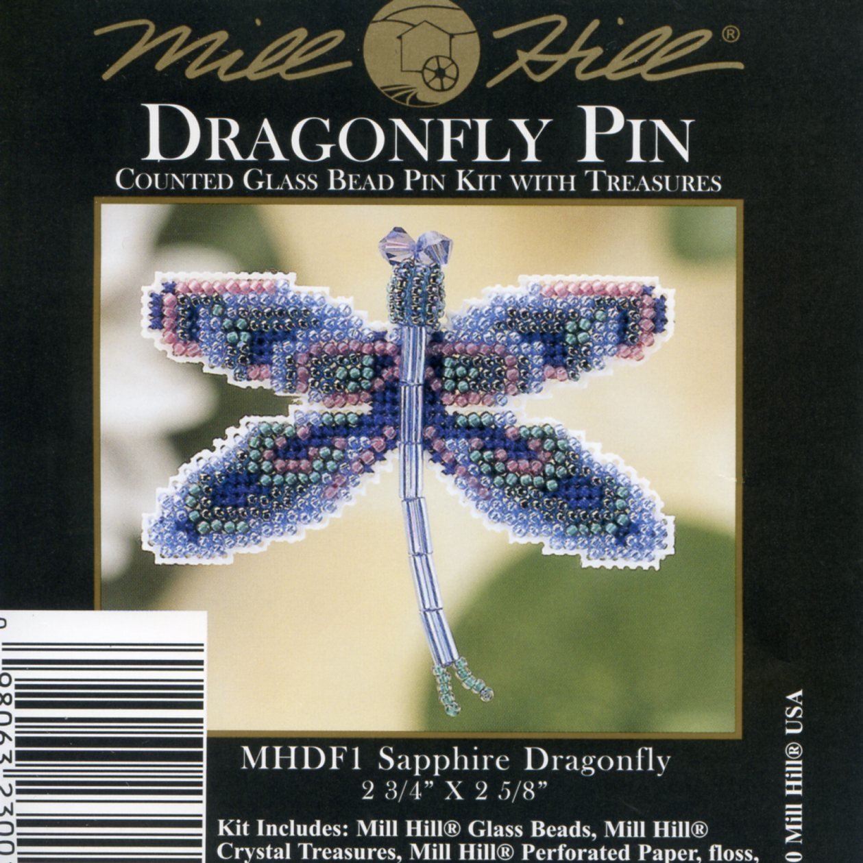 Sapphire Dragonfly Beaded Counted Cross Stitch Ornament Kit Mill Hill 2000 Spring Bouquet MHDF1