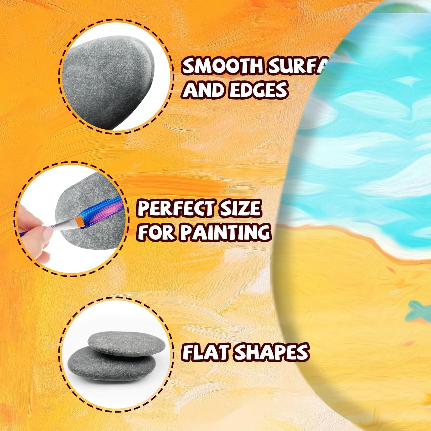 ReePlan 50PCS Rocks for Painting, 2-3 Inches Natural Smooth River Rocks for Painting, Flat Stones for Crafts and Decorations, Kindness Stones for DIY Arts(50)