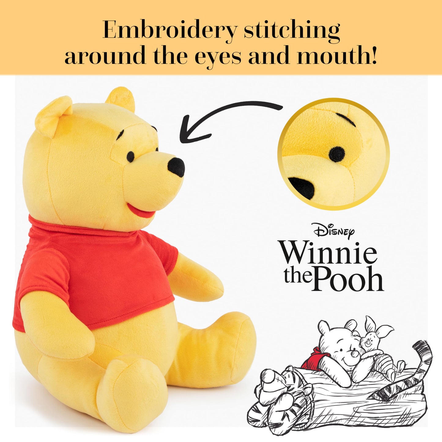 Jay Franco Disney Winnie The Pooh Pillow Buddy - Super Soft Polyester Microfiber, 16 inches (Official Disney Product)