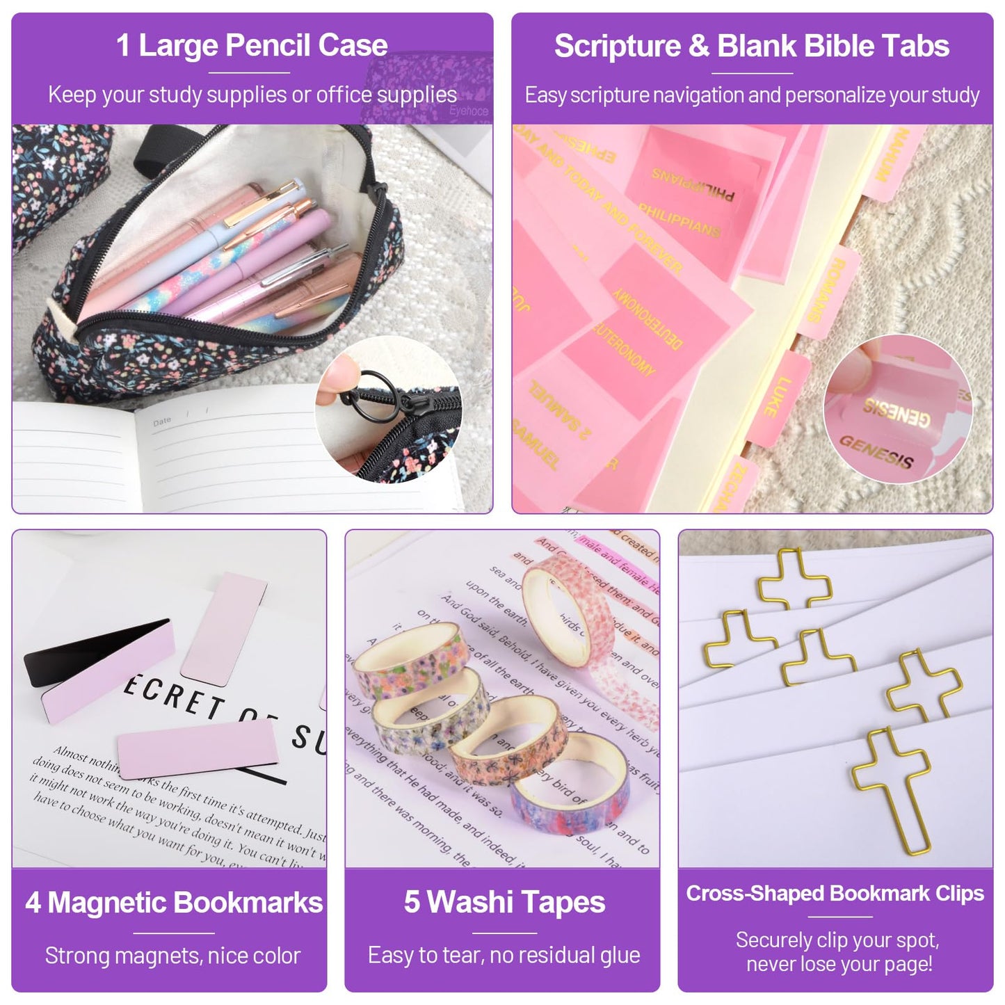38PCS Cute Stationary Set Bible Journaling Kit with Password Lock Notebook, Pen Case, Mechanical Pencils, Gel Pens, Highlighters, Gift Box & Ballpoint Pens for Study Aesthetic School Supplies
