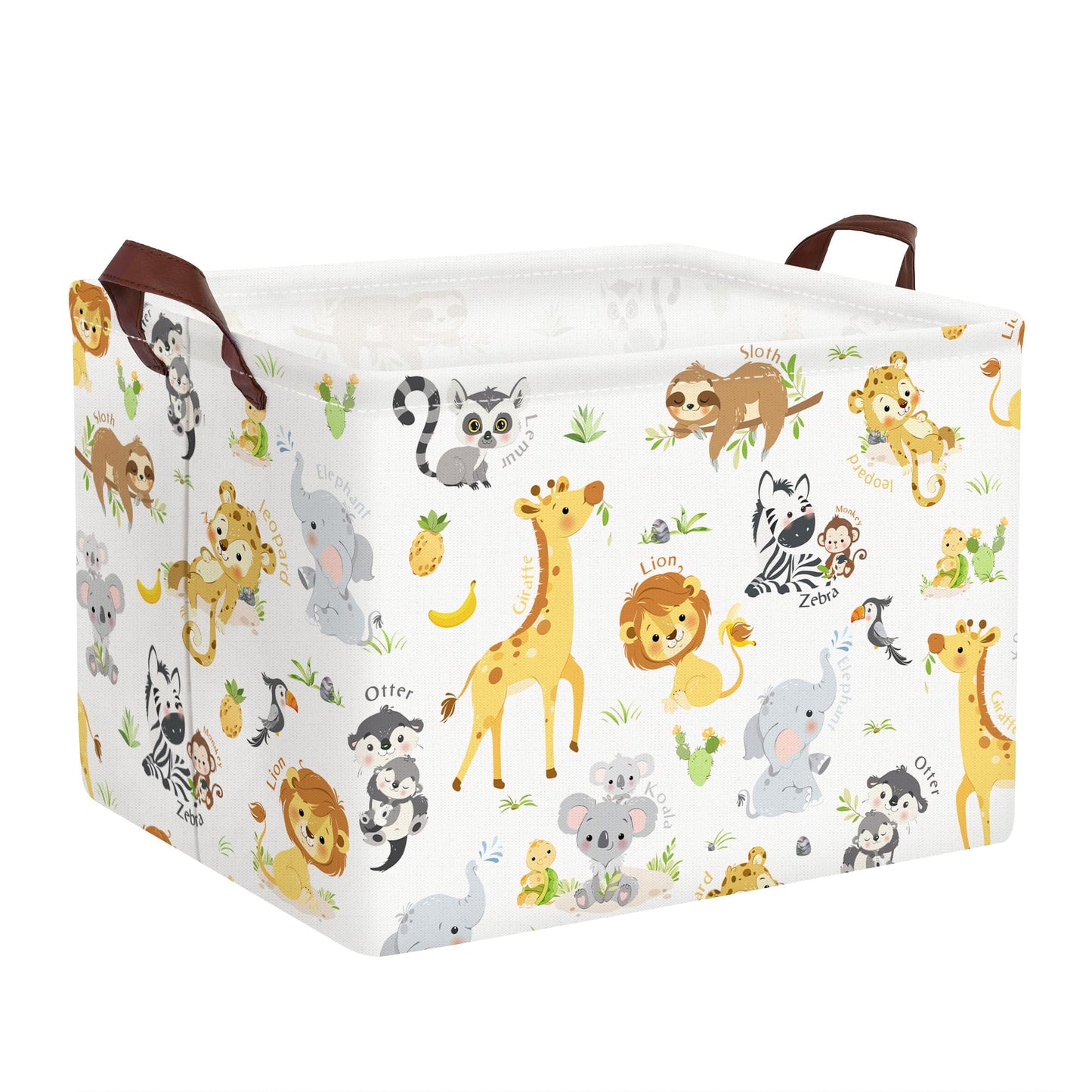 Clastyle Rectangular Baby Storage Basket Large Collapsible Kid Toy Bin Nursery Classroom Books Shelf Basket Shower Towel Gift Basket Giraffe Lion Elephant Pet Basket(Animal)