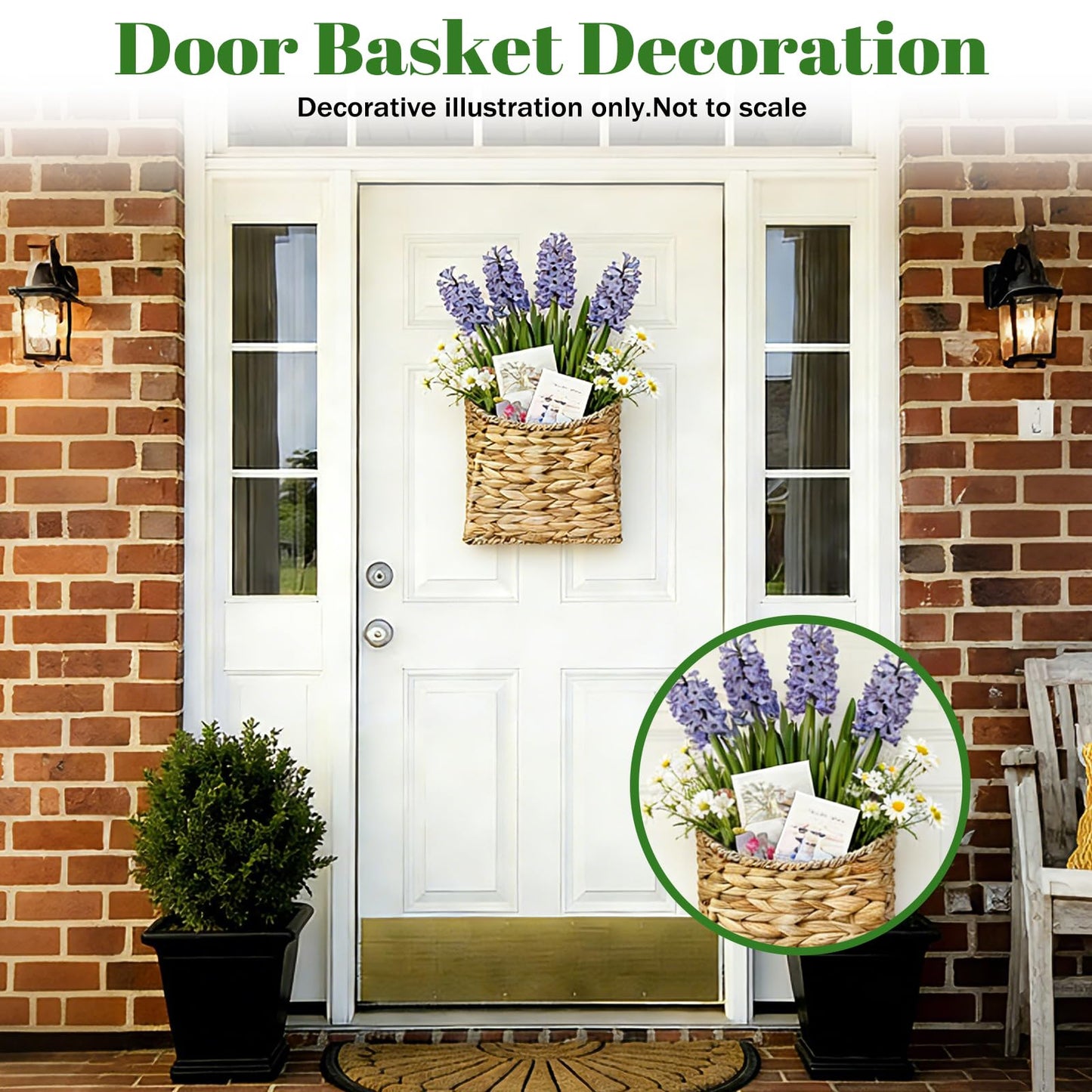 Woven Wall Hanging Basket - Handmade Water Hyacinth Flat Back Basket for Entryway Organizer, Rustic Farmhouse Wall Decor, Gift for Housewarming,Home Storage