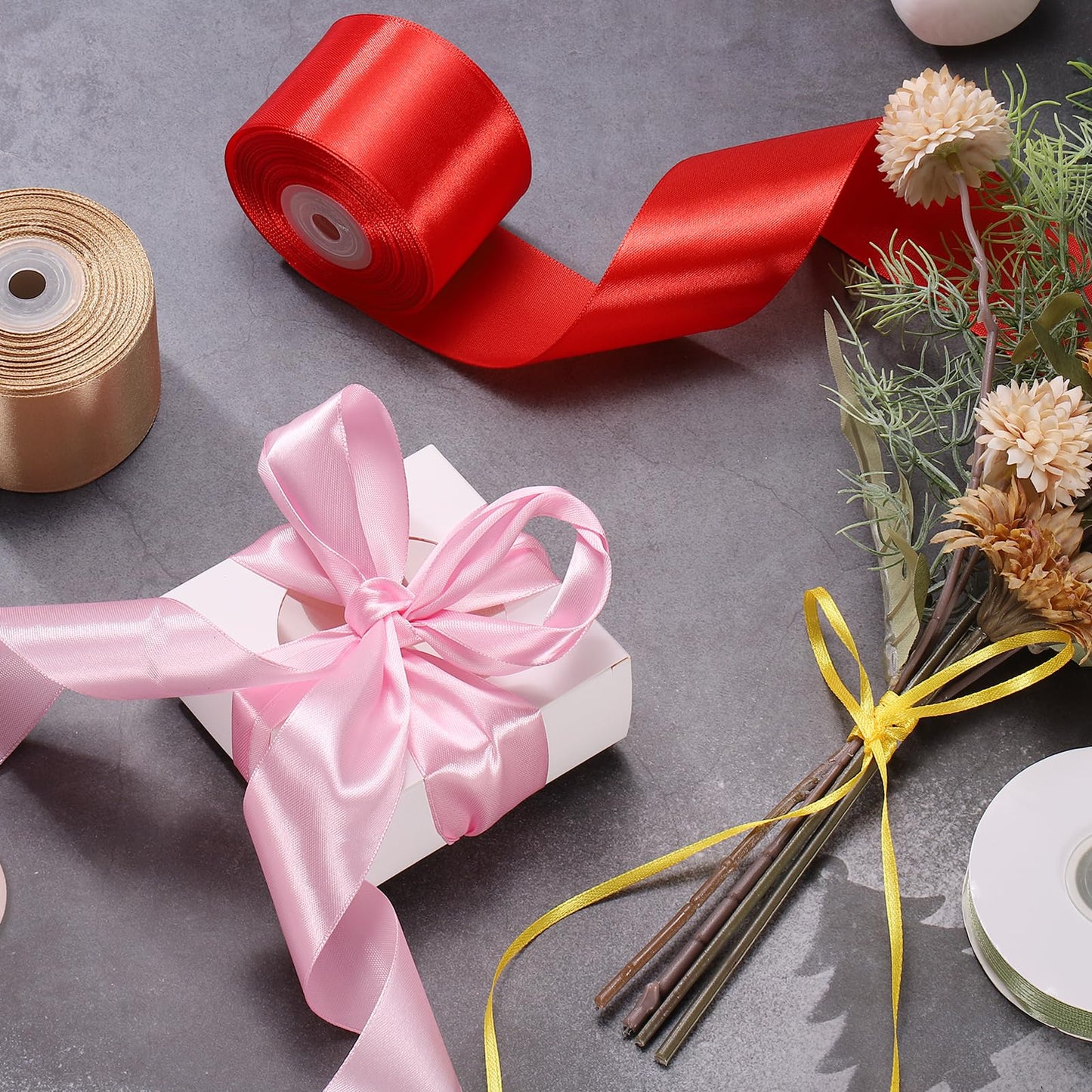 PATIKIL Satin Ribbon (24 Yards, 2" Wide, Pink) Single Face Solid Fabric Ribbon, Suit for Craft/DIY/Gift Wrapping/Hair Bows/Floral Bouquets/Wedding/Birthday/Party Decoration