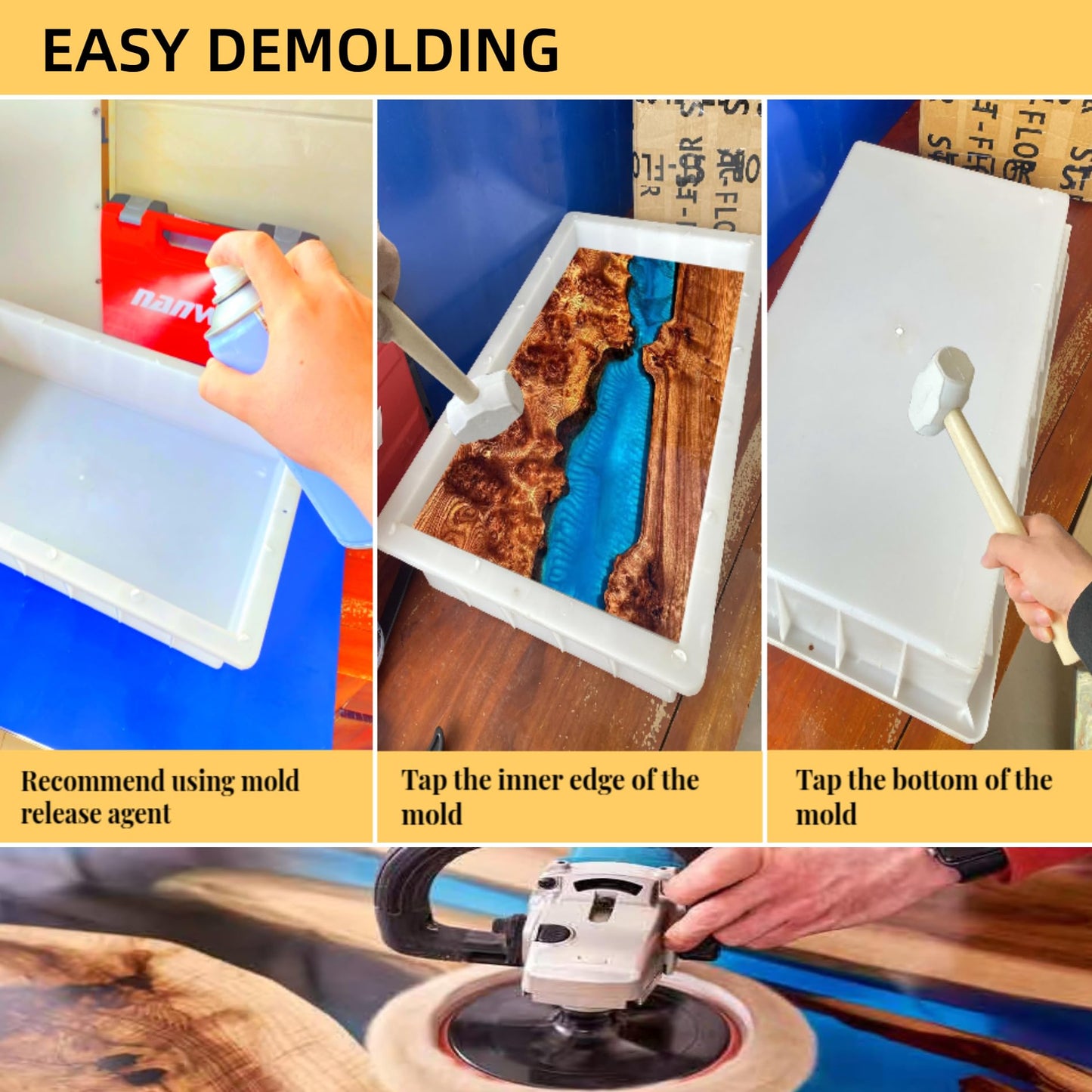 KONBANZE Epoxy Resin molds, River Table Reusable Molds, molds for Resin, Resin Supplies, Solid Casting Epoxy Resin Mold for River Table, Resin deep Pouring Projects (27.5''×19.6'')