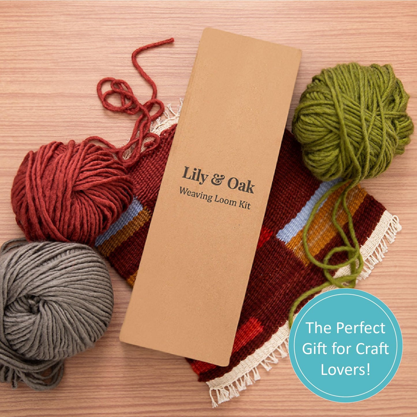 Lily & Oak Weaving Loom for Adults & Kids - Weaving Loom Kit | Beginner-Friendly Table Loom & Lap Loom with Yarn, Tools & Instructions | Wooden Loom for Multicraft Projects (15.8 x 11.8 inches)