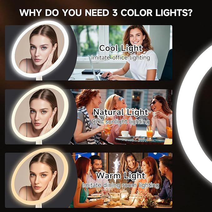 Lighted Makeup Mirror with Magnification Electric Plug in, 7X Magnifying Lighted Vanity Makeup Mirror with Led Lights