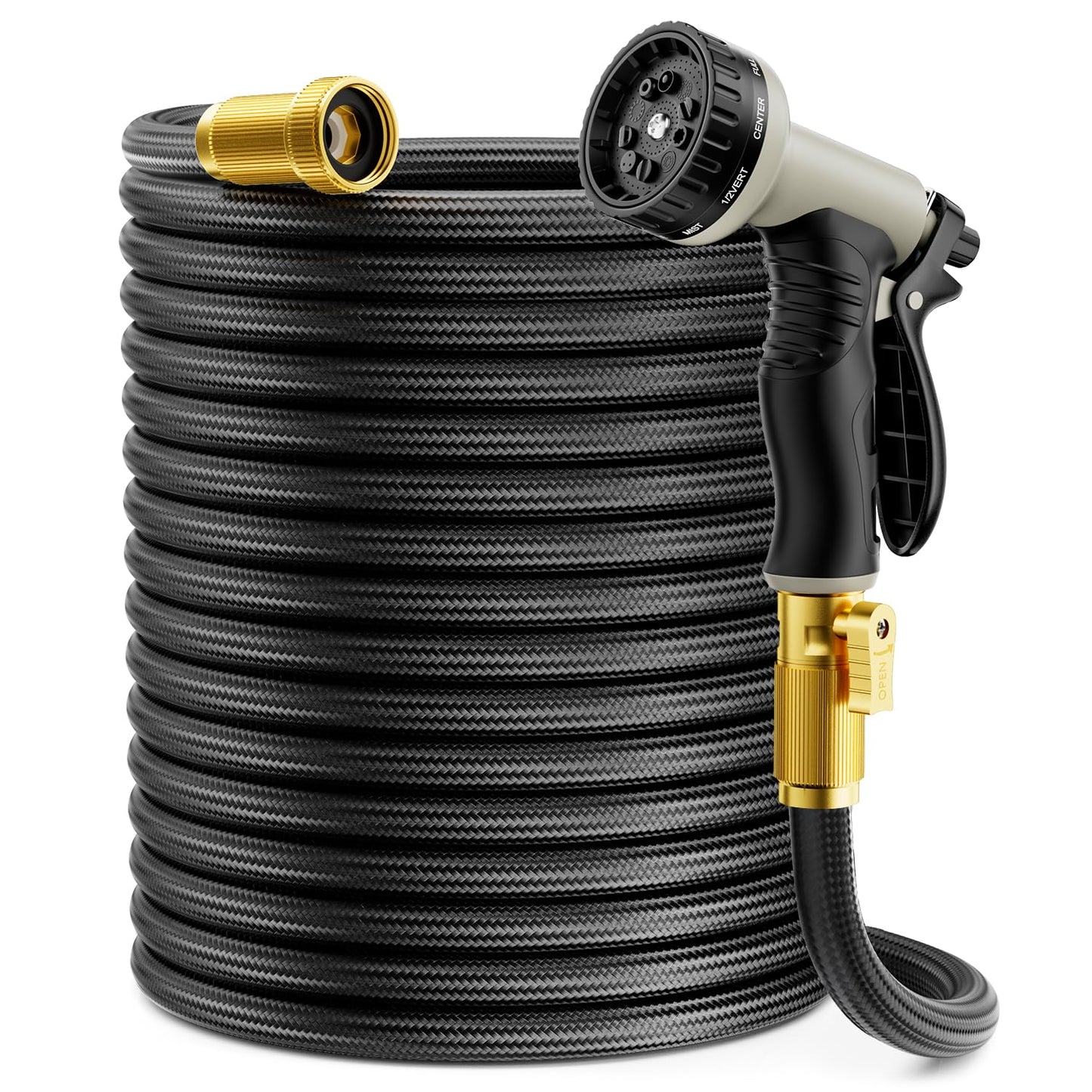 Garden Hose 50 ft Non-Expandable, Flexible Water Hose, Lightweight Hose with 10-Function Nozzle for Yard, Portable, Leak Proof, All-Weather Water Pipe for Outdoor, Car Wash, RV, Lawn