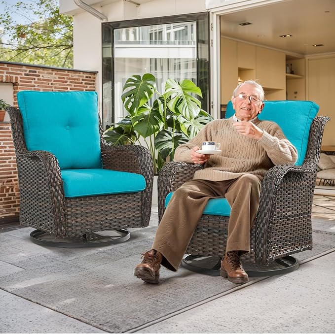 Patio Chair Cushions 6 Packs - Outside High Back Thick Replacement Cushion 22x24 with Zipper Cover for Outdoor Glider Rocking Chairs Loveseat 3-Seater Couch Sofa – Teal/Buckle