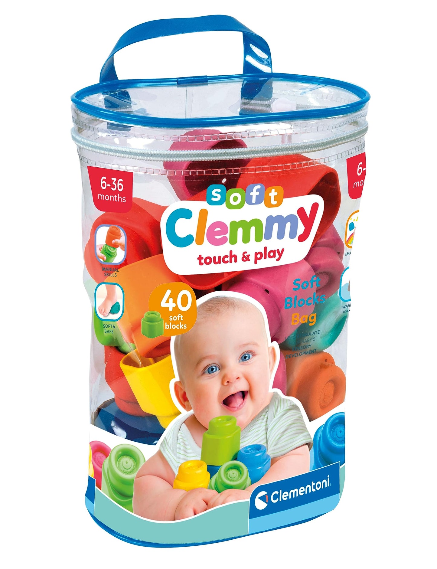 Clementoni Clemmy 17878 40-Piece Transparent Bag for Entants, Multi-Coloured