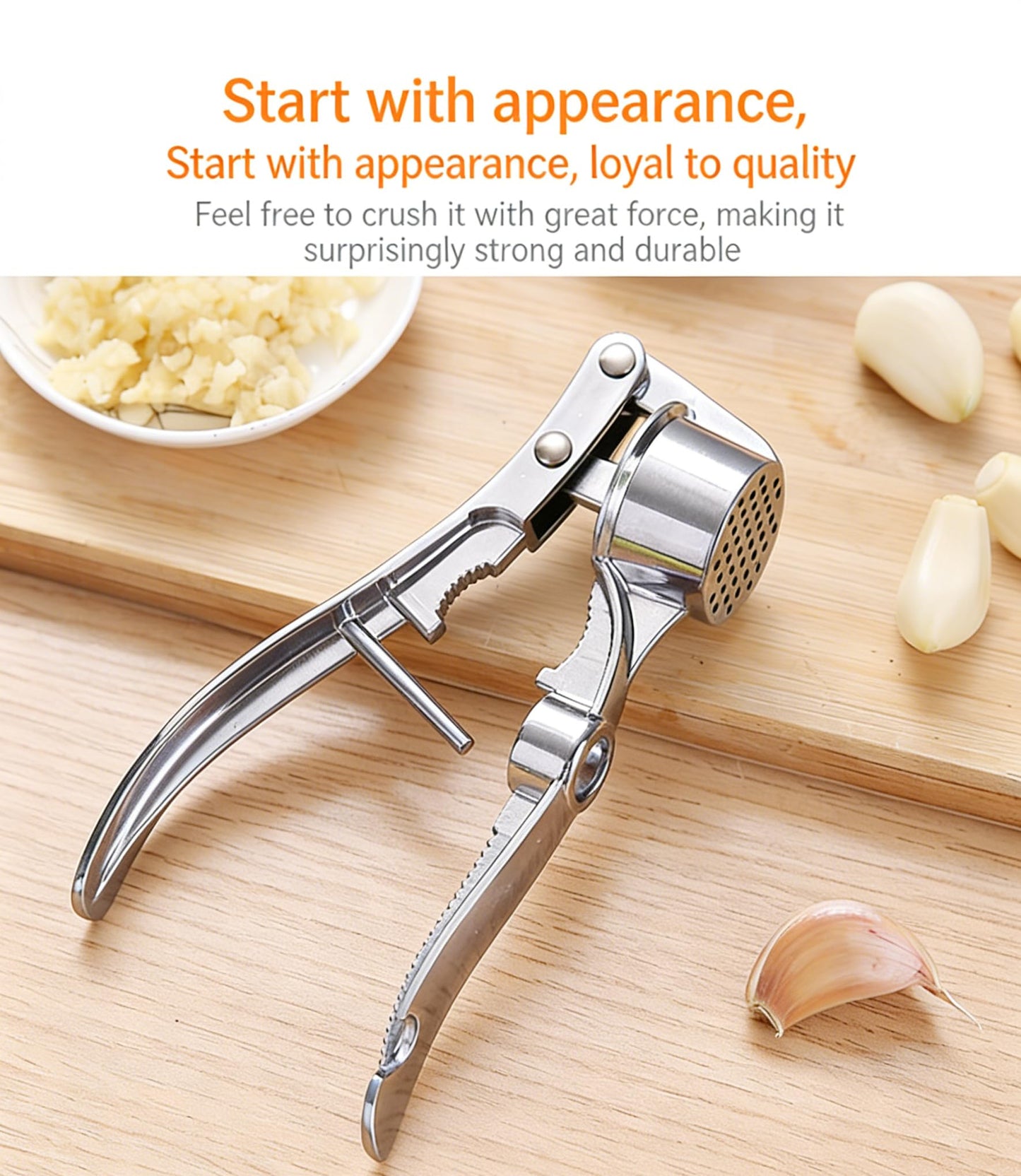 Multifunctional Garlic Press, 3-in-1 Kitchen Tool, Aluminium Alloy, Garlic Crusher with Walnut Cracker and Bottle Opener
