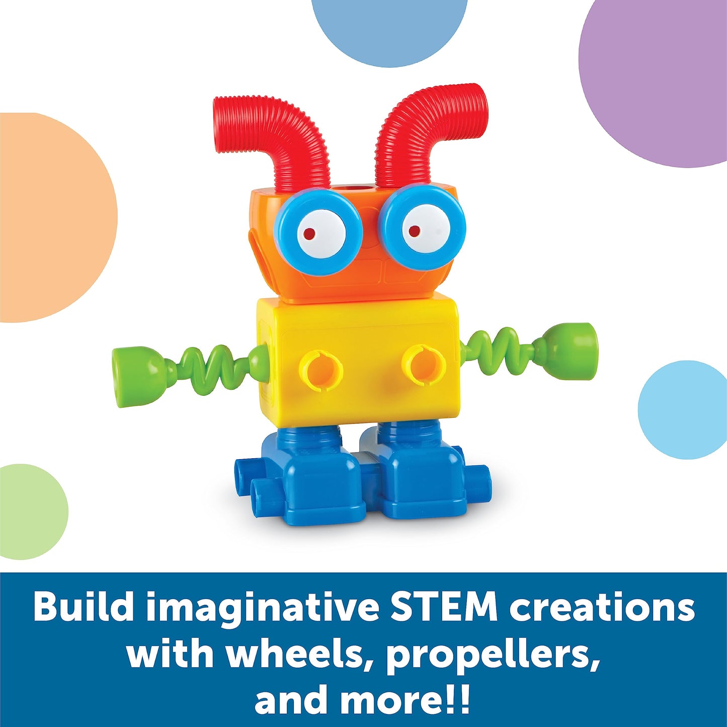 Learning Resources 1-2-3 Build It Robot Factory - Building Robots for Kids, Robot STEM Toys, Kids Engineering Toys, Toddler STEM Activity, Robots Building Kit