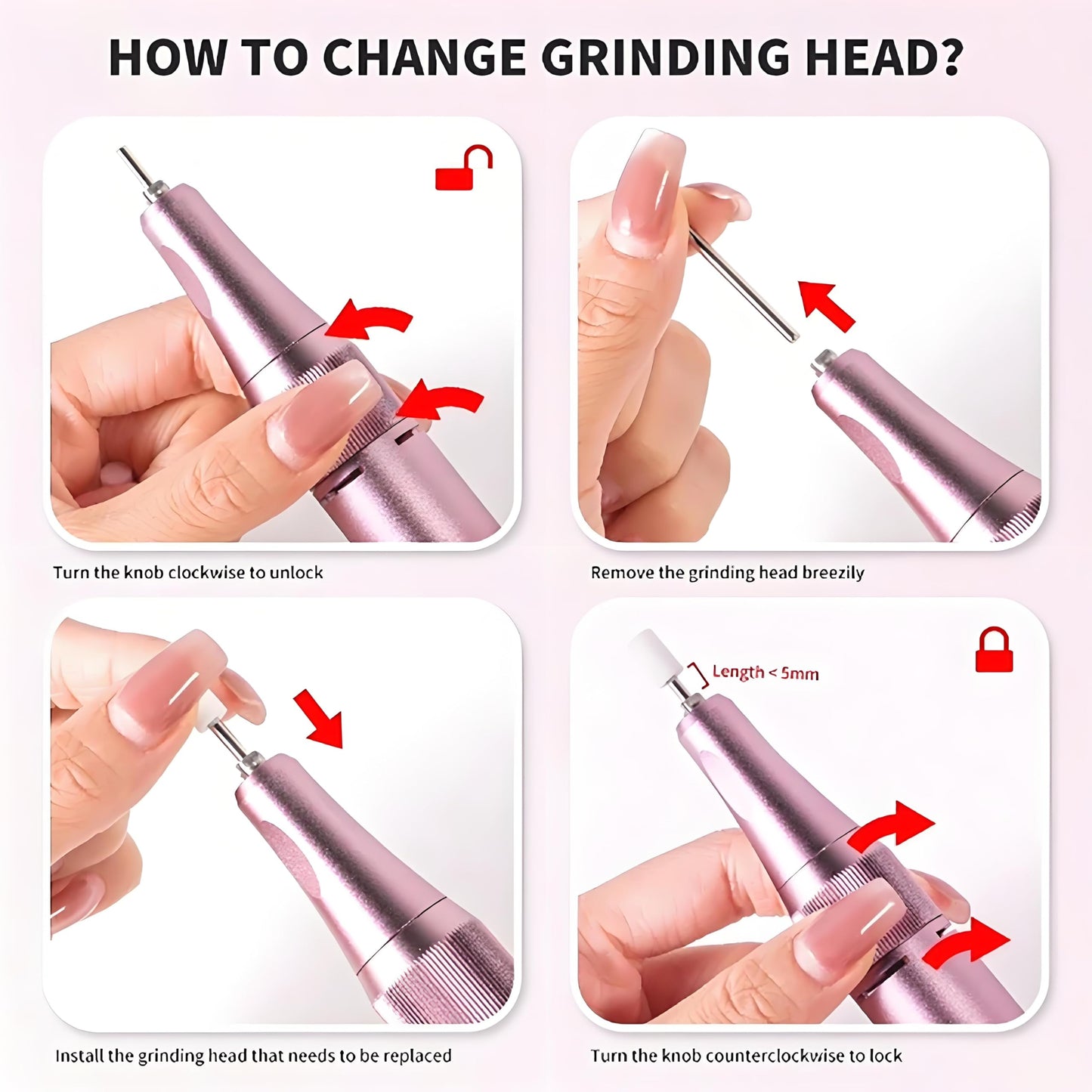 Cordless Nail Efile Drill Machine - Rechargeable Electric Nail File Kit for Acrylic/Gel/Dip Powder Nails, 6 Bits Portable Lightweight Design with Quiet Motor, Ideal for Home & Salon Manicure Pedicure