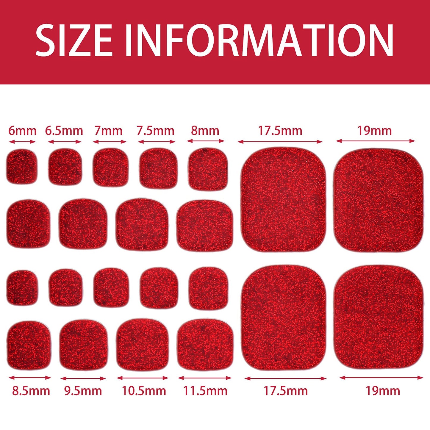 Maitys 20 Sheets 440 Pcs Glitter Toe Nail Stickers Toenail Polish Strips Solid Color Full Wraps with 2 Nail Files for Women Self Adhesive(Vivid Color)