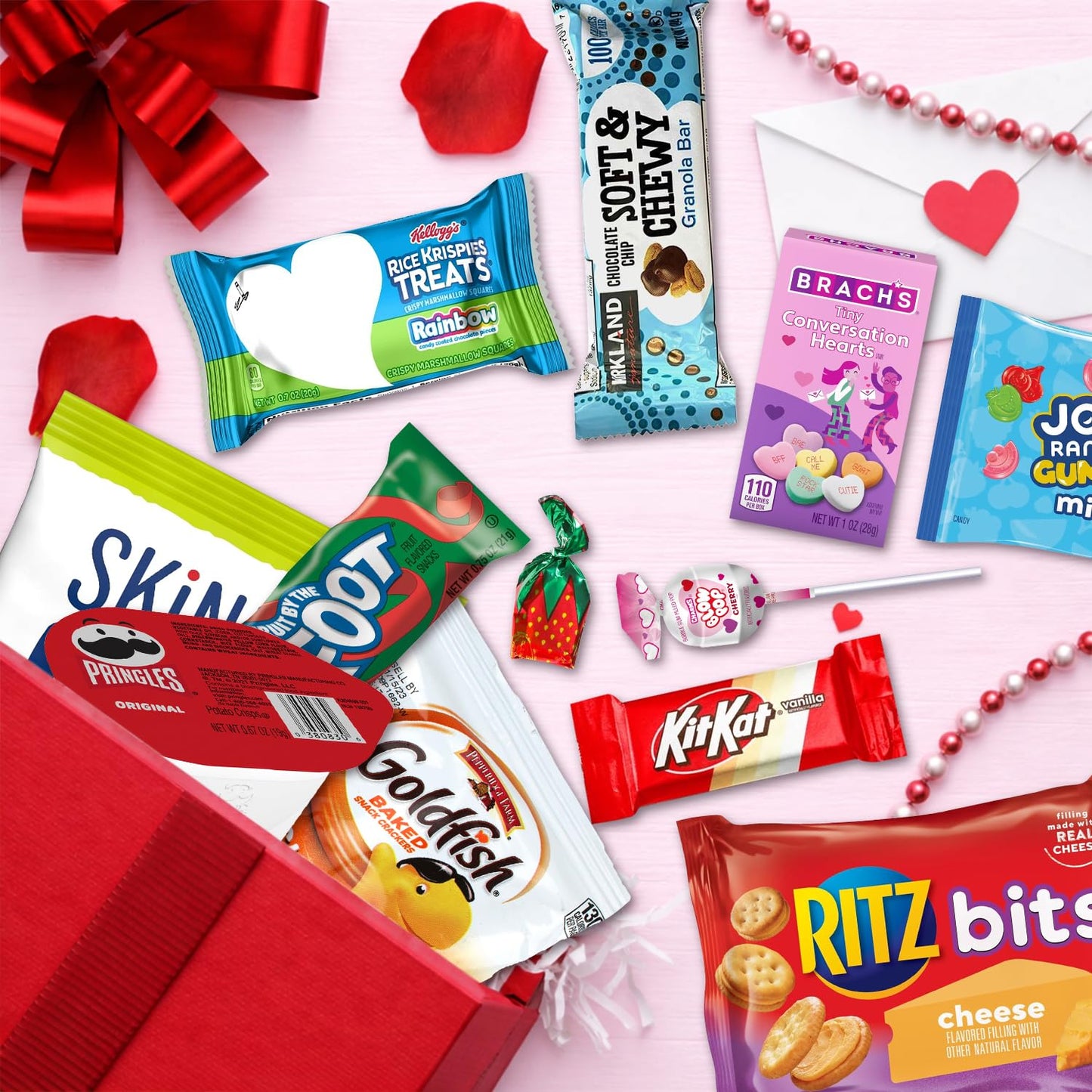 Valentine's Snacks Care Package Gift Box - Snack Box Gift Basket - Large Variety Snacks, Candy & Treats for College Students, Adults, Kids - 45 Count