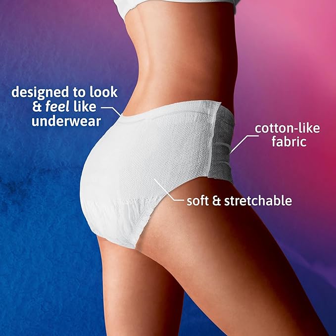 TENA Women Super Plus Disposable Underwear Female Pull On with Tear Away Seams Large, 54286, Super Plus, 16 Ct