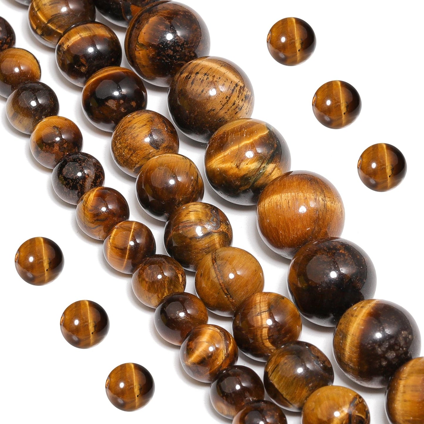 Yochus Natural Tiger Eye Beads, 60Pcs 6MM Onyx Agate Color Enhance Round Loose Beads Bulk, DIY Charm Smooth Gemstone Beads for Jewelry Making(4mm 8mm 10mm 12mm Beads)
