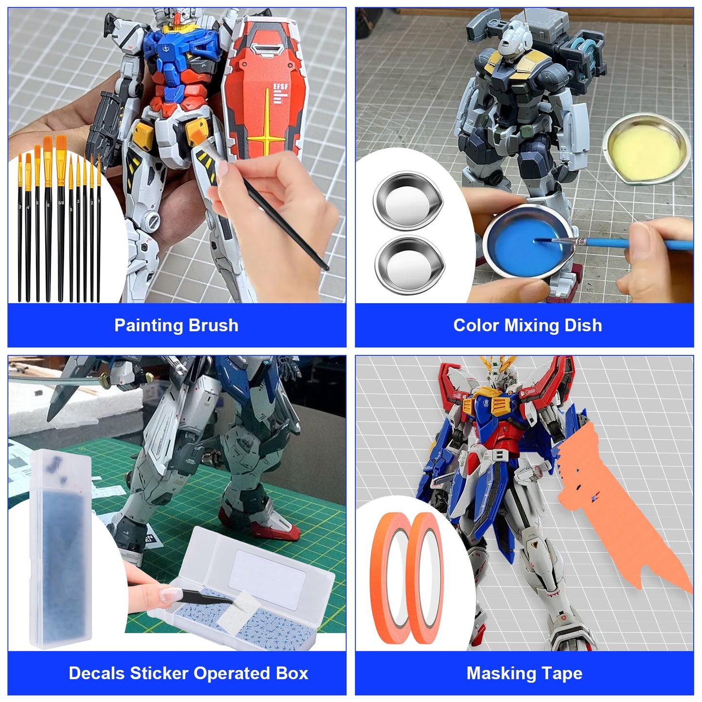 Gundam Tool Kit, 170 Pcs Professional Model Tool Kit for Gundam, Model Kit Tools with Decals Sticker Operated Box, Gunpla Tool Kits for Adults, Model Building Tools Hobby Tools for Repairing Painting