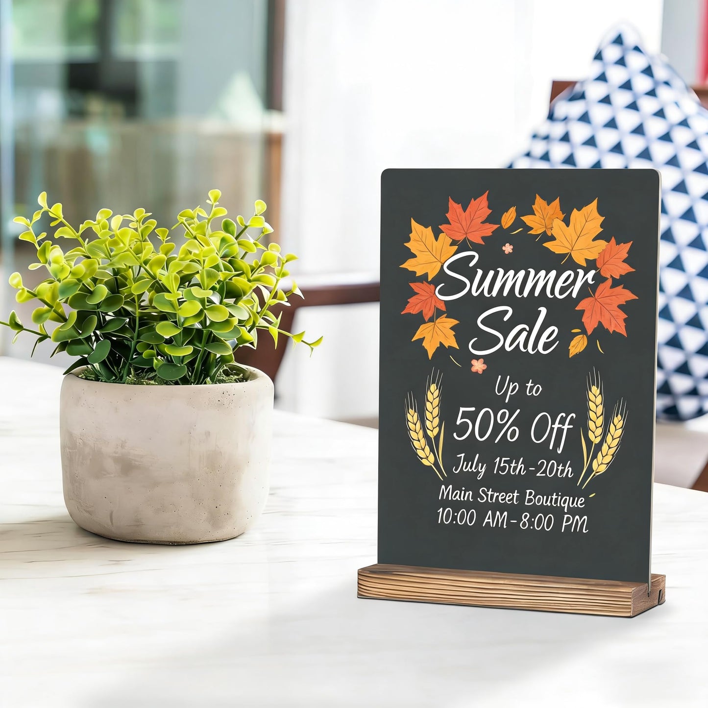 7.9x5.1 Desktop Chalkboard Sign with Wood Base, Message Board Menu Board Chalkboard for Shop Wedding Kitchen Home Party (3 Pack 7.9x5.1)