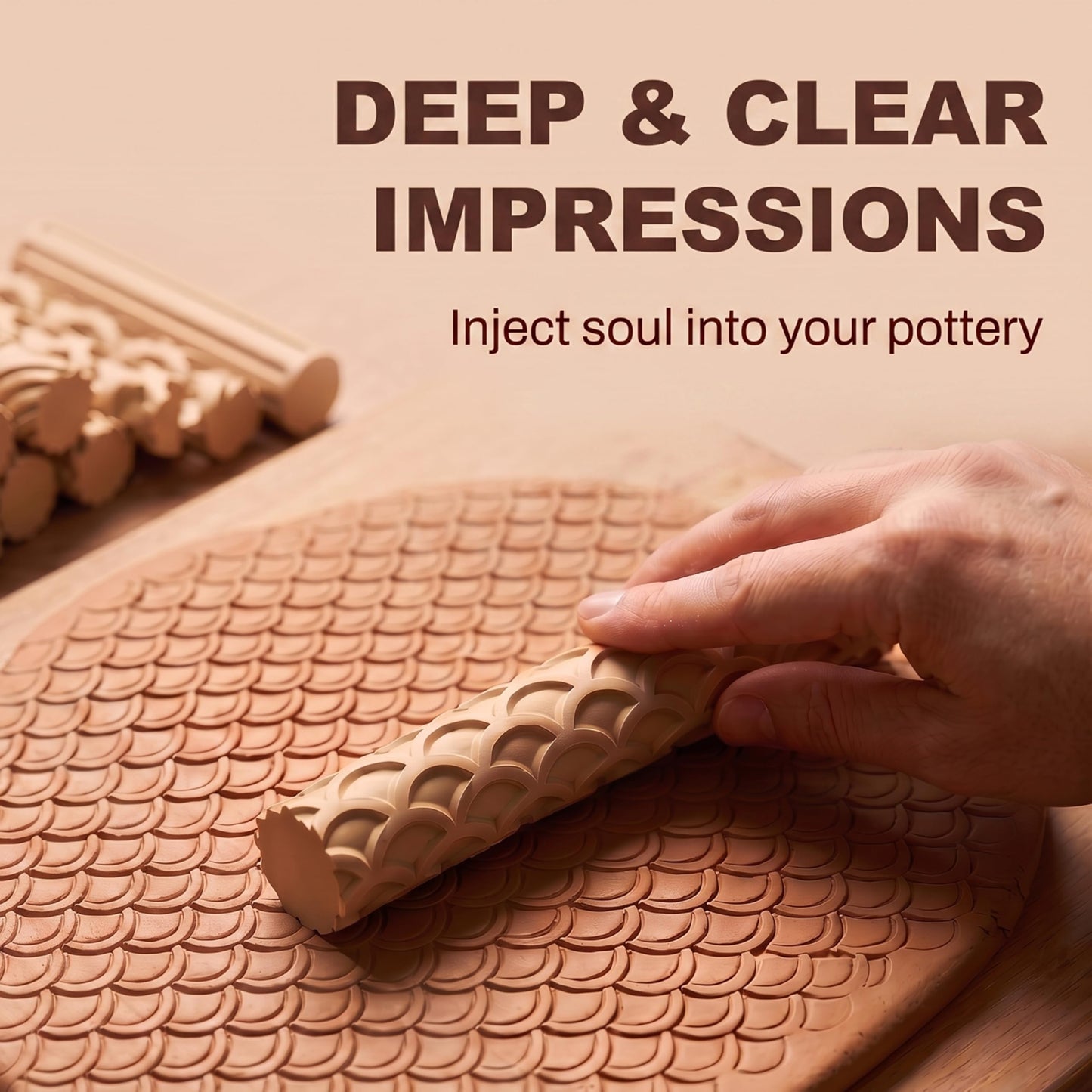 Hokkieam Clay Texture Rollers | 10-Pack Polymer Clay Texture Roller Set for Pottery & Crafting
