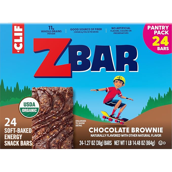 Zbar - Chocolate Brownie - Soft-Baked Energy Snack Bars - Non-GMO - 11g Whole Grains - USDA Organic Granola Bars (24 Pack)