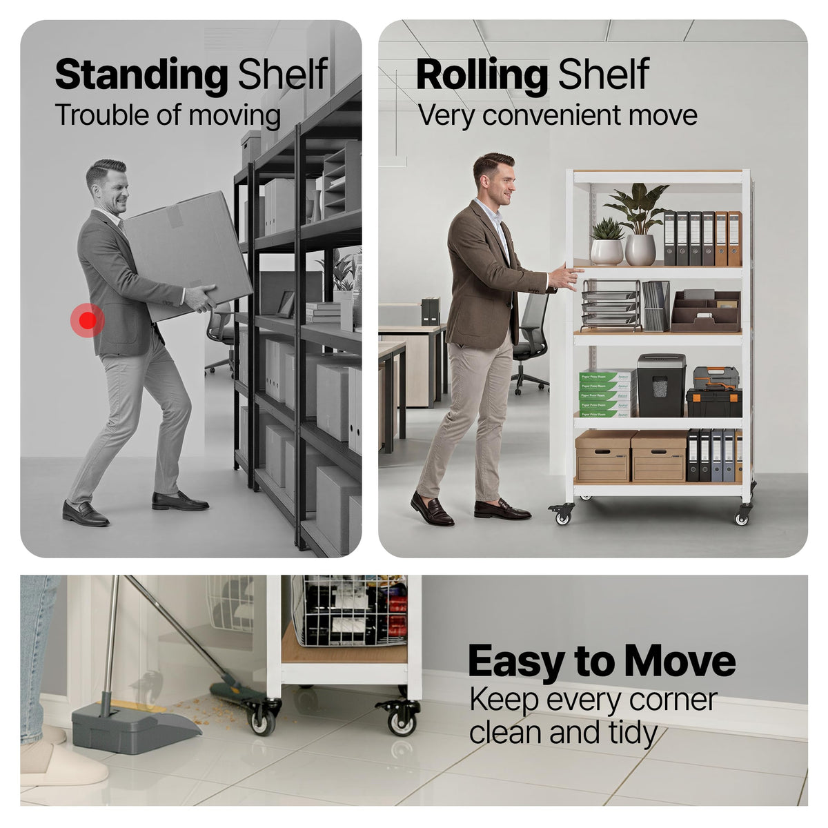 5 Tier Rolling Shelving Unit with Lockable Wheels Multipurpose Storage Cart with Pegboards for Kitchen Laundry Pantry 24" W 2Pack (2 Count)