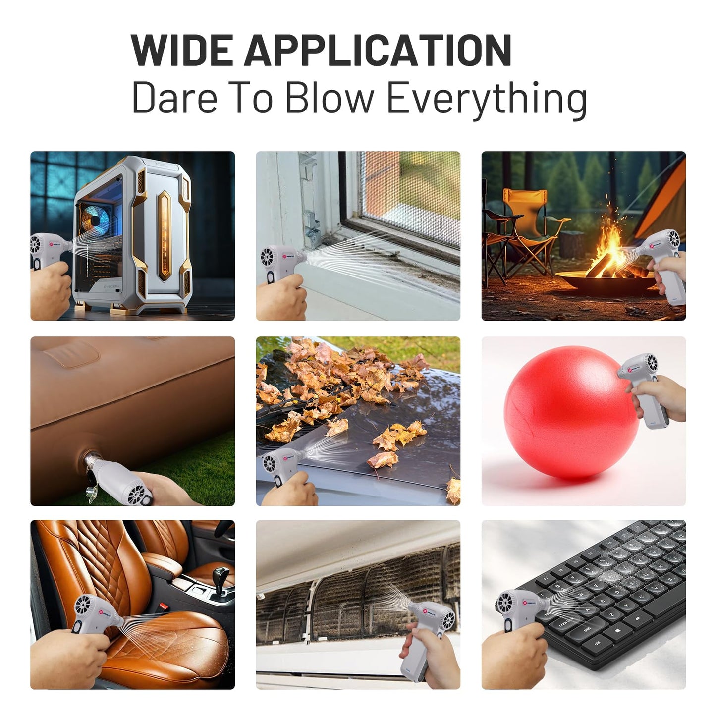 Compressed Air Duster, Ergonomic Design 250,000 RPM Compressed Canned Air Alternative, 3-Gear Powerful Blower for Computer Keyboard, PC Cleaning,Appliance,Car,Home and Outdoor